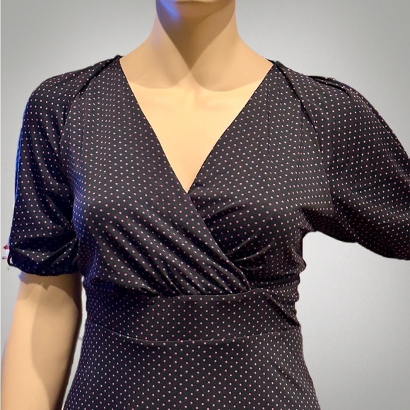 Igigi Polka Dot Dress Plus Size 18/20 Pink Dots on Black, Short Sleeves Country - Picture 3 of 15